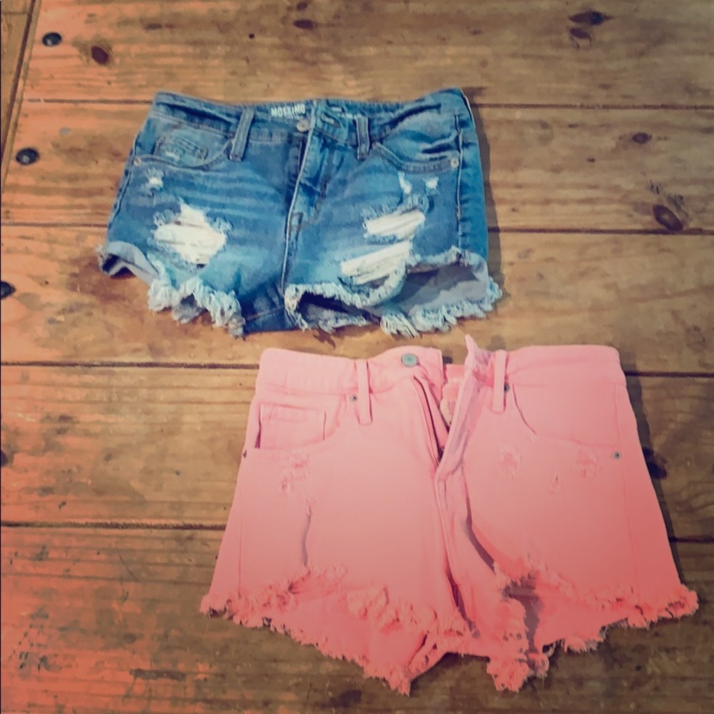 2 Pairs Mossimo High Rise Denim Shorts Cutoffs 4